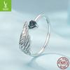 Colorful Love Wing Open Ring, Personalized Niche S925 Sterling Silver Wing Ring Ring