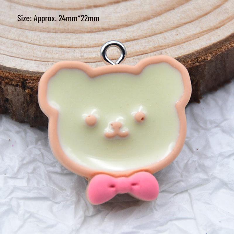 Colorful Resin Drip Cartoon Bear Ice Cream Pendant - Cute Fruit Jewelry Accessory for DIY