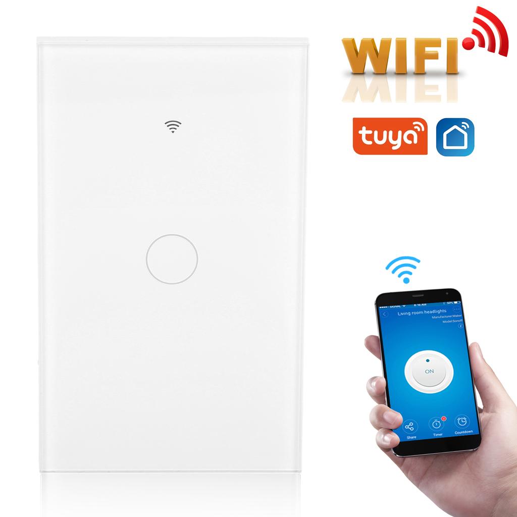 Intelligent WIFI Berøringsbryter Enkel Fase 1 Kanal Hvit AC 100‑250V for TUYA APP Fjernkontroll