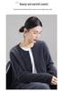 Women's Round Neck 100% Wool Plush Cardigan - Heavyweight, Zipper, Versatile Base Layer Sweater Coat