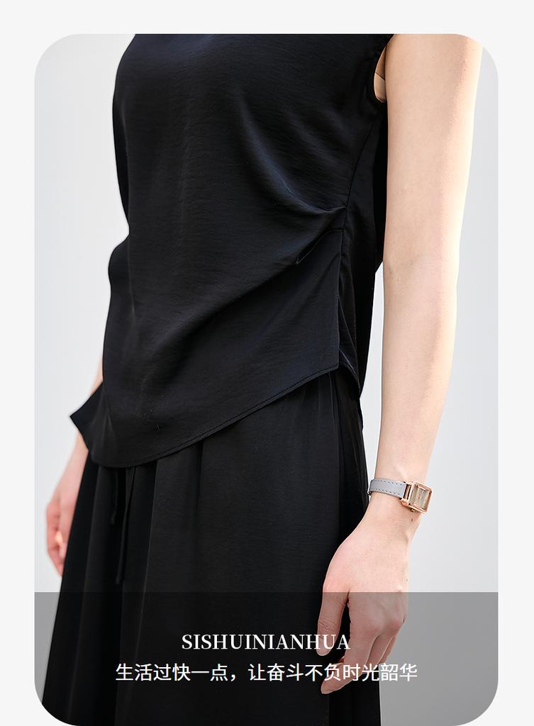 Casual Midi Skirt Set with French Temperament, Sleeveless Headband, Two-piece Set, Women's Fashion