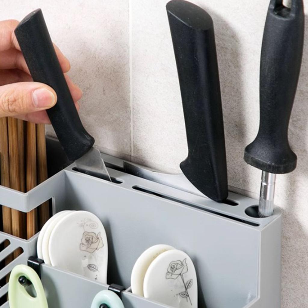 Knife Utensil Storage Rack Multifunctional Space Saving Plastic Punch Fre Wall Mounted Knife