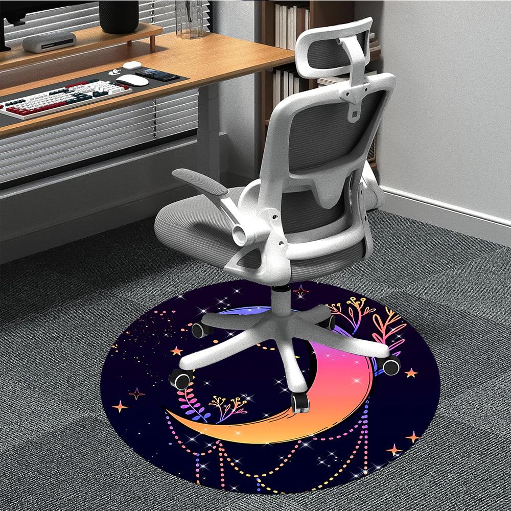 1pc Moon Stars Office Round Area Rug, Under Office Chairs Bedroom Living Room Home Decor, Room Deco, Available In Various Sizes