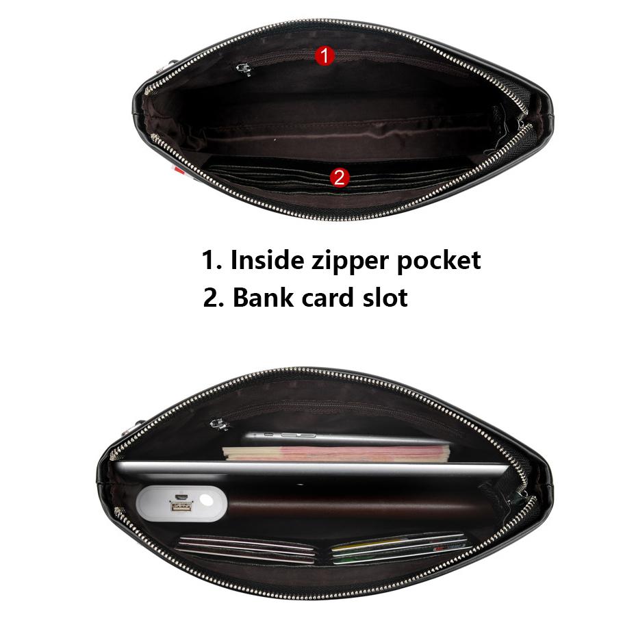 Soft Leather Men Bags Fashion Business Clutch Bag Casual Travel handbag Phone Purse Designer for Male Birthday Gift