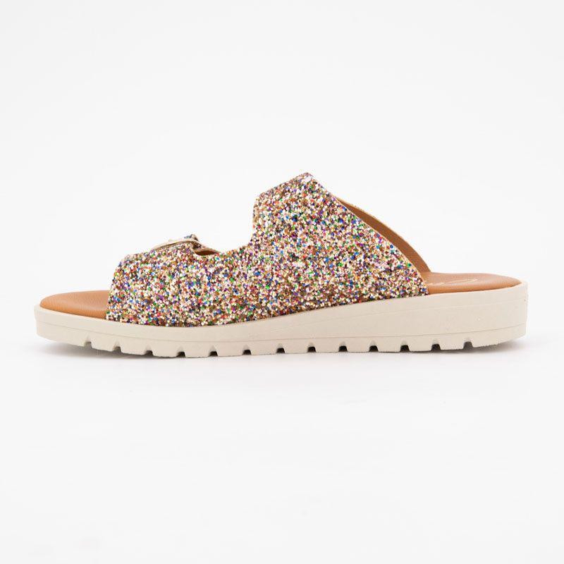 Mules glitter arc en ciel platino double boucle Enfant CARLA TORTOSA