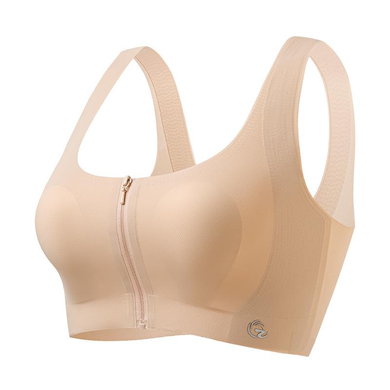 Shockproof Sports Underwear Women's Anti-sagging Front Zipper Bra Beautiful Back Thin Bra Push Up Bra