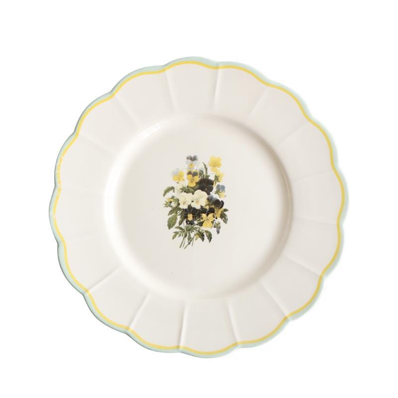 Chinesische Keramikplatte Haushalt 8 Zoll Flache Platte Französisch Vintage Westliches Geschirr Blütchen Porzellan China Tafelgeschirr Backen