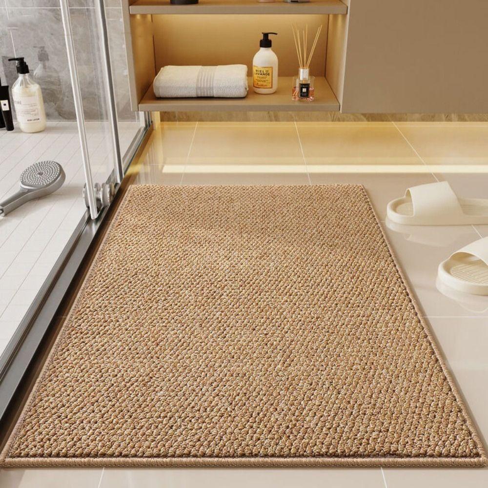 Soft Linen Weave Bath Mat Super Absorbent Entrance Doormat Kitchen Decoration Carpet  Living Room