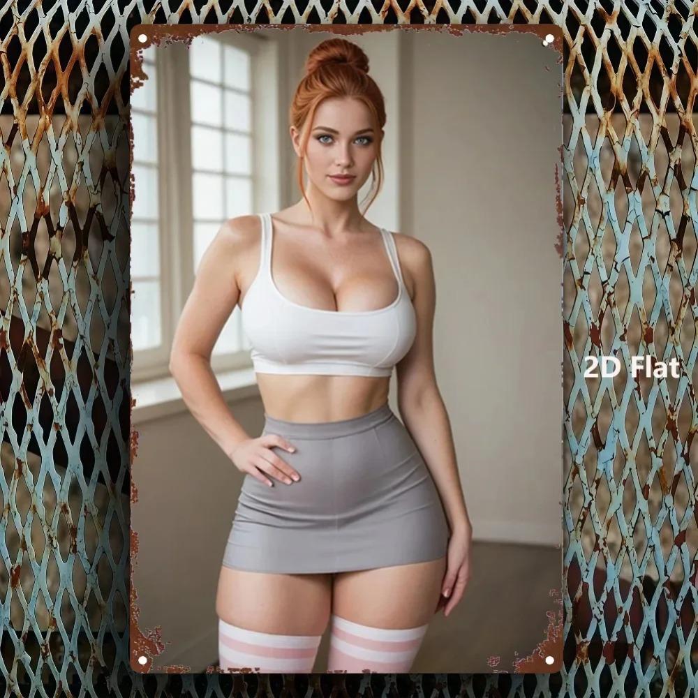 Retro Fitness Wall Art Vintage Metal Poster 8x12 Inch Gym Decor Easy Install 2D Athlete Model 20x30cm