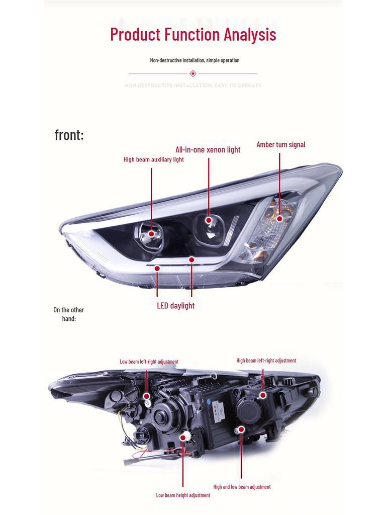 Compatible Hyundai Santa Fe IX45 LED Bi-Xenon Headlight Assembly