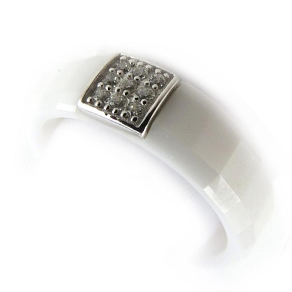 Silver Ring 'Sissi' White Ceramic Silver (rhodium) - 6 Mm