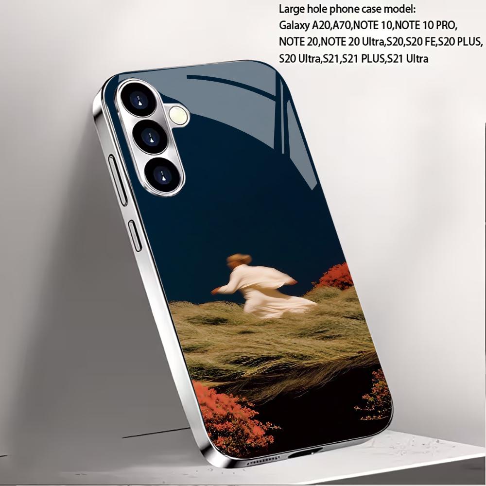Painting Atmosphere Simplicity High-end Electroplating Glass PhoneCase for Samsung Galaxy S26 S25 S24 S23 S22 S21 FE,Ultra,Plus