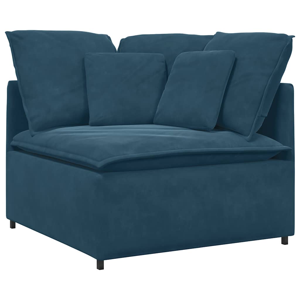 Modular Sofa with Cushions Velvet Blue