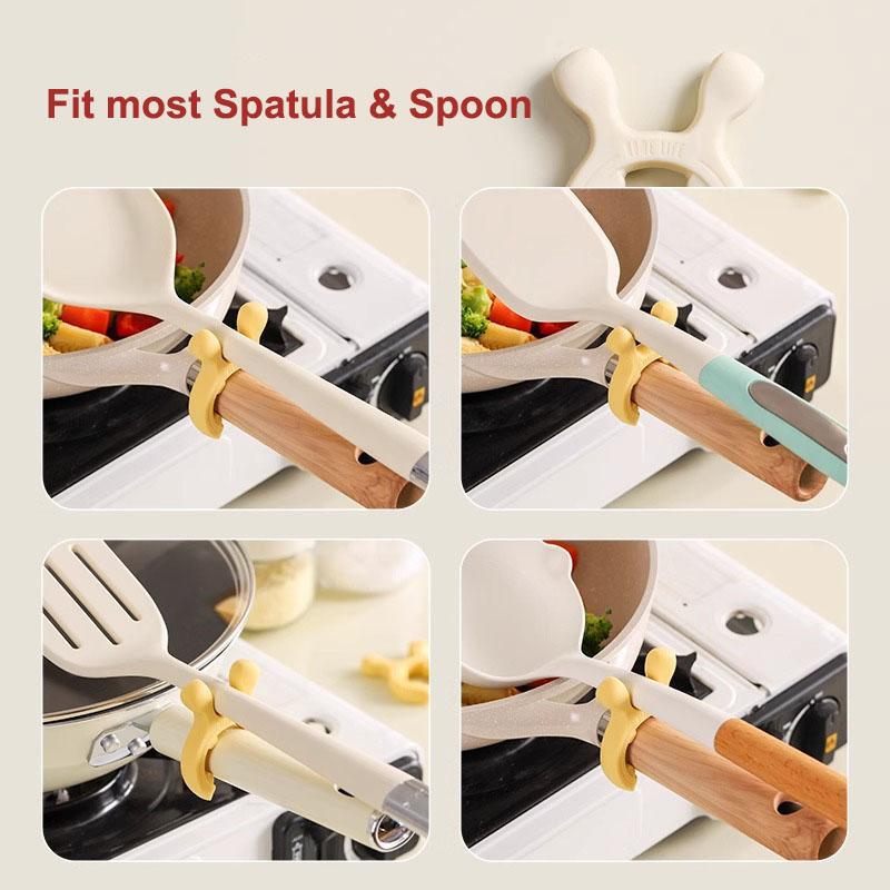 Multifunctional Deer Ear Spatula Holder Anti Scalding Overflow Pot Clip Silicone Spoon Rest Cooking Utensils Clip Kitchen Gadget
