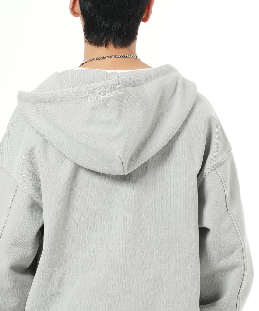Mozmoz Heavyweight Pigment Cut Two-Way Oversized Zip-Up Hoodie Gray