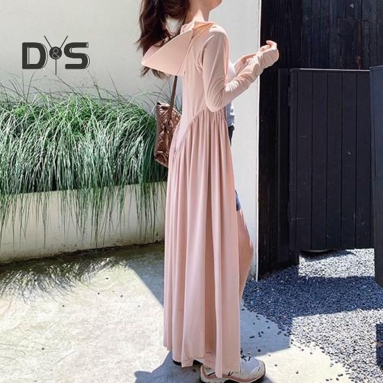 Femeii haine de protecție solară cu glugă haina completă a corpului răcoritor cu protecție solară îmbrăcăminte cu mânecă lungă costum de baie acoperi rochie pentru vară plajă pescuit drumeții