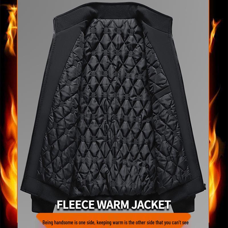 Midlife Men's Thick Warm Stand Collar Jacket - Autumn & Winter Business Casual Cotton-Padded Coat