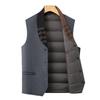 Men's 2025 Winter 100% Wool Tweed Down Vest - White Duck Down, Business Casual Style