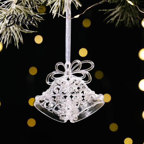 Indoor Seasonal Home Decor Faux Crystal Christmas Ornaments, Clear Acrylic Reindeer/Bell/Wreath/Wine Glass Winter Transparent Angel Shaped Charms