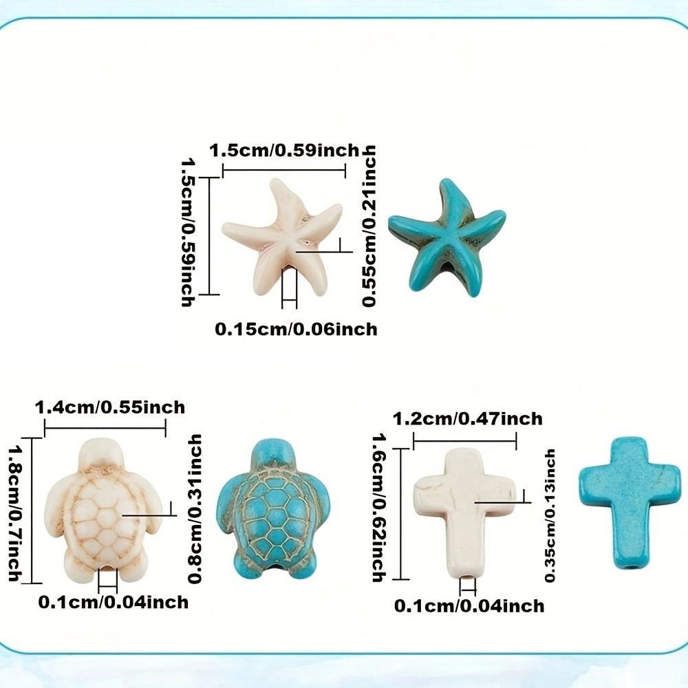 10/30/50pcs Turtle Turquoise Beads, Charm of Turtle Beads Colorful Round Beads Spaced Beads Marine Animals Starfish Beads String