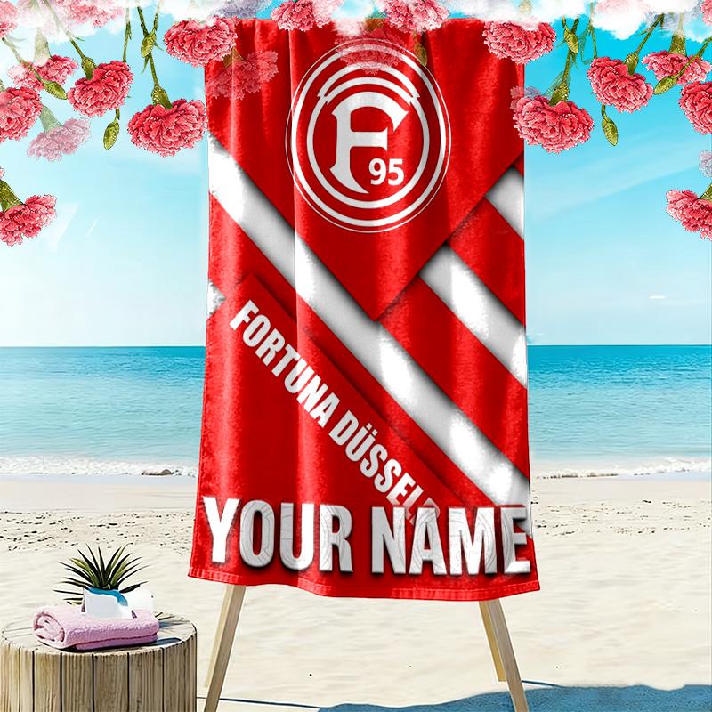 Name Custom Fortuna Düsseldorf Print Beach Towel, Large Soft Quick Dry Towel for Beach Camping Swimming