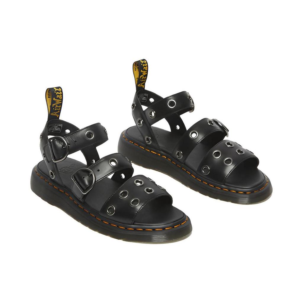 Dr. Martens Gryphon Series Lær Britisk Metallring Slide Sandaler Unisex Sandaler Svart 27504001