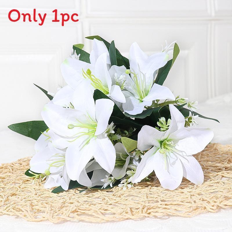 Lily Silk Flower Stems For Home Office Decor Gift For Valentines Day Party Christmas