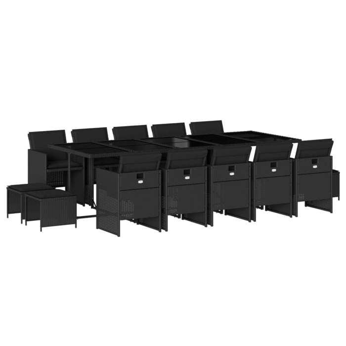 VidaXL Ensemble à manger de jardin 15 pcs coussins noir résine tressée 3277758