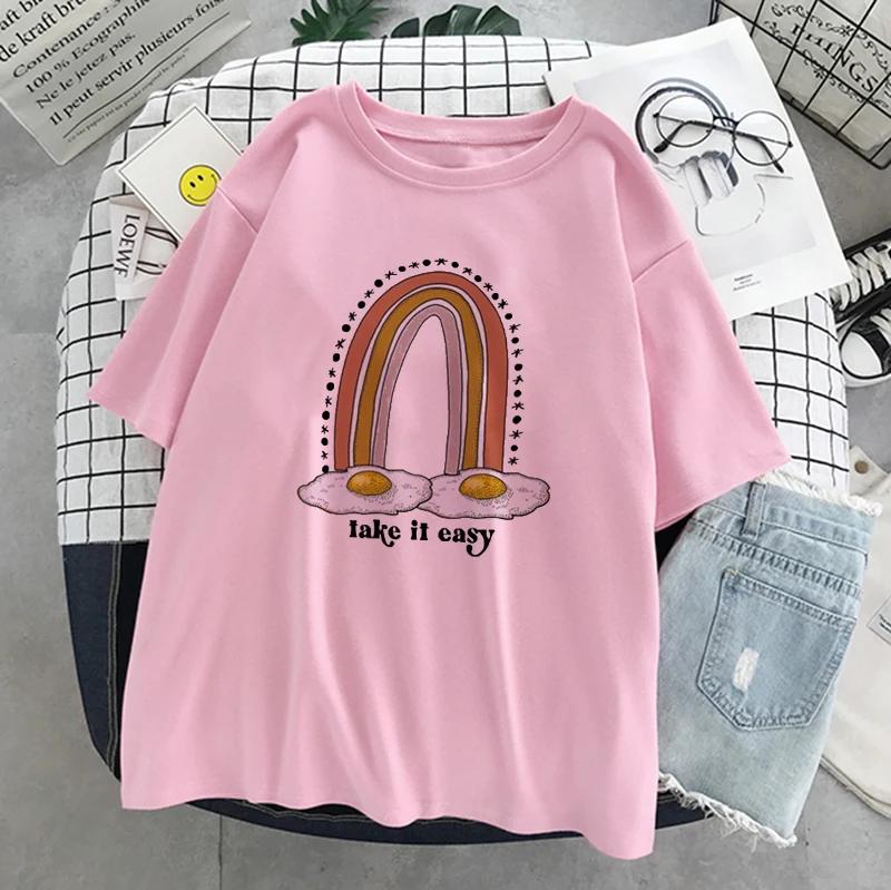 Dinosaur Summer New Cartoon Casual Punk Women T-shirt Short Sleeve Harajuku Vintage Fun Fashion Ins Cute Sweet Loose