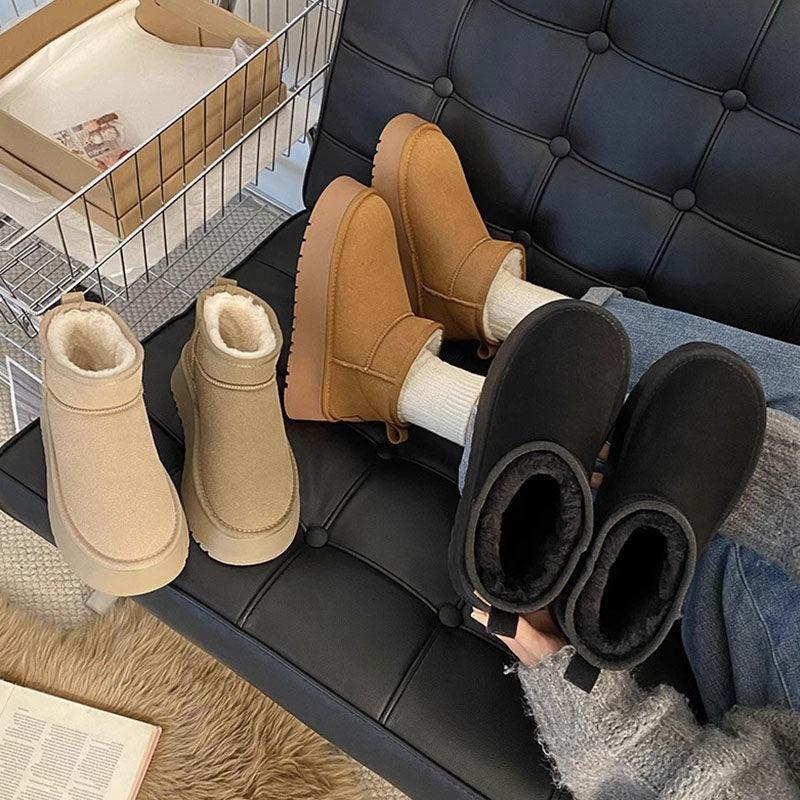 Thick-soled Snow Boots Women's New Women's Shoes Fleece Thickened Warm Non-slip Short Snow Shoes Cotton Shoes