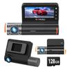 Roykaw Dash Cam with Front and Rear Compact Dash Sony IMX675 Wide WDR Night Parking 128GB Card Overwrite Continuous Motion Detection 4-Camera Cameras,