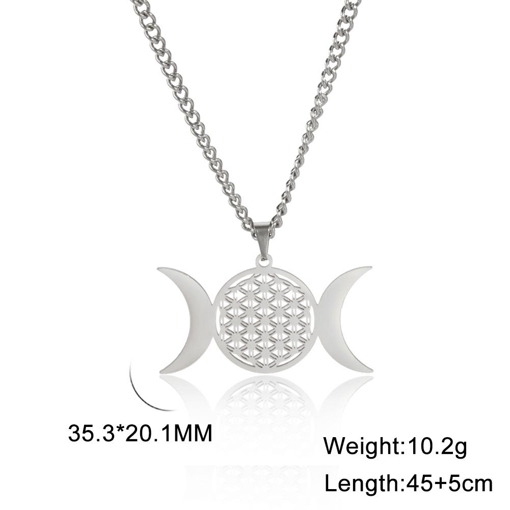 LIKGREAT Flower of Life Round Pendant Necklaces Stainless Steel Fashion Hollow Mandala Chakra Choker Jewelry Gifts for Women Men