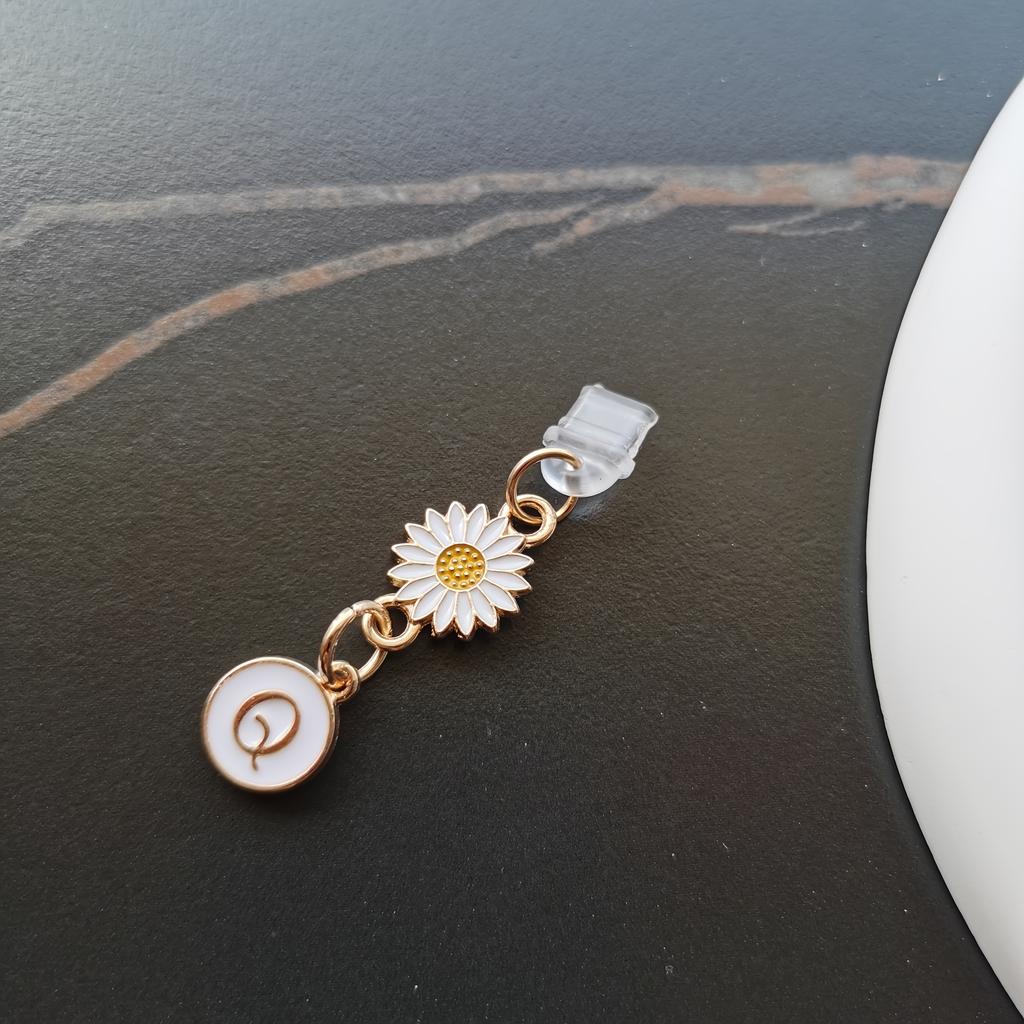 1 szt. Kreatywny stokrotka/słonecznik litera zatyczka przeciwkurzowa do telefonu komórkowego/europejskie i amerykańskie 26 wielkich liter A-Z zawieszka do telefonu komórkowego