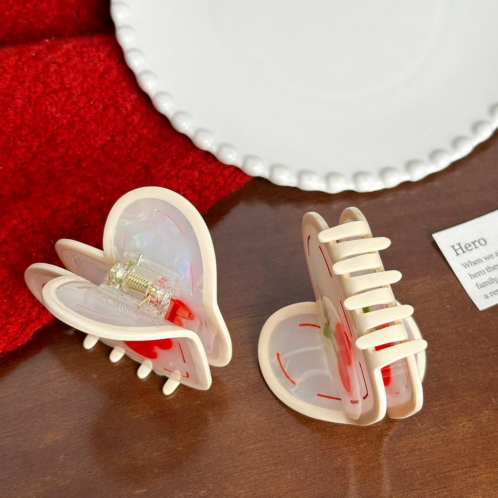 Heart Cherry Trendy Claw Hair Clip Perfect For High Ponytails And Summer Fashion