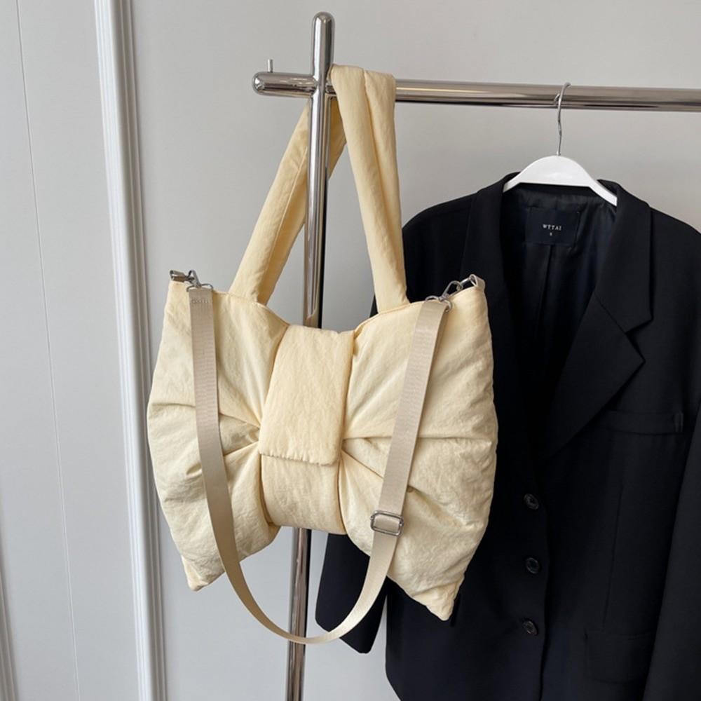 Cotton Padded Ruched Bowknot Shoulder Bag Large Capacity Crossbody Bags  Travel