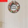 Merry Christmas Wooden Sign with Gingerbread Man & Santa Claus Pattern - Navidad Round Sign for Fornt Door, Wall Decor - Ideal Christmas Decoration