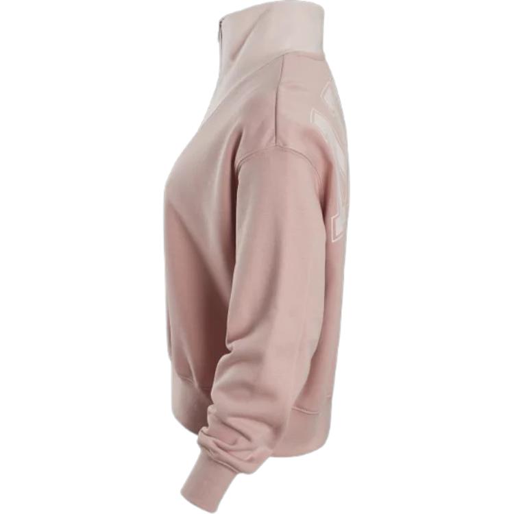 Nike Logo Print Stand Collar Half-Zip Sweatshirt Women Tops Pink DQ6944-601