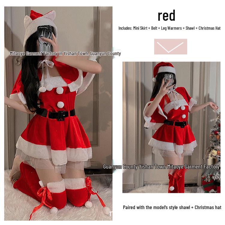 Sexy Red Santa Babydoll Dress for Stage Performance
