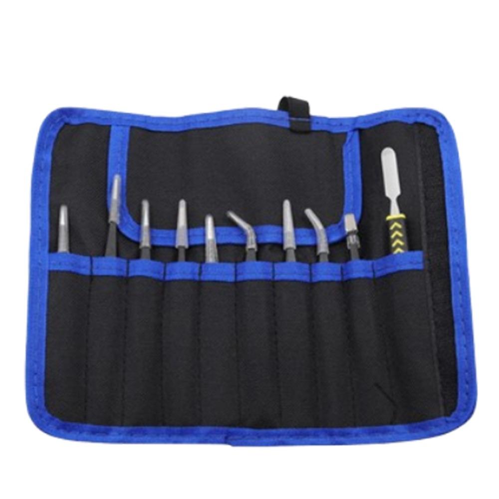 9/10pcs Curved/Straight Design Anti-Static Tweezers Maintenance Tools  Mobile Phone Repair