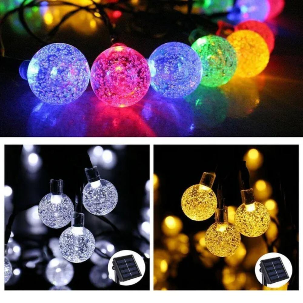 20/50/100Balls Garden Solar Lights 8 Modes Waterproof String Lights Outdoor Fairy Lights Globe Crystal Balls Decorative Lighting for Garden