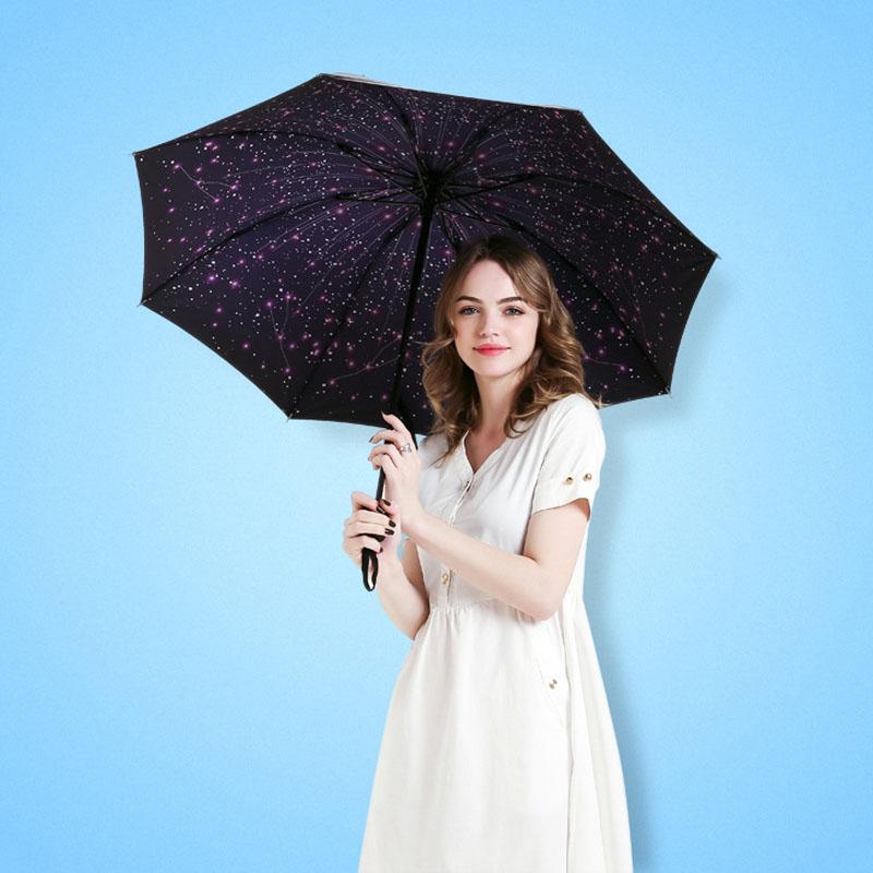Hand-Painted Floral Umbrella Picture Inside - UPF 50+ Sun & Rain Protection, Folding Compact Parasol for Women & Men, Elegant Gift Idea