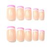 24 Uñas Artísticas Simples Moda Clásica Rosa Blanco Francés Rectángulo Mediano Uñas Postizas