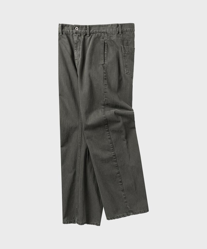 Non Blank Garment-Dyed Curved Denim Pants_Khaki