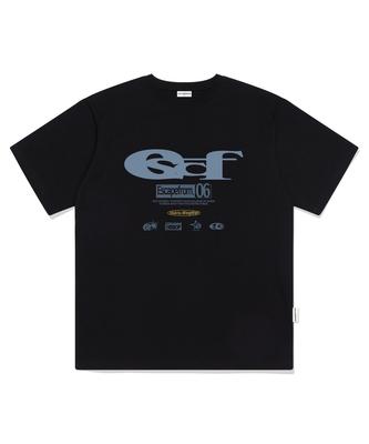 ESCAPEFROM Ash Escf Logo Collage Print Oversized Short Sleeve T-Shirt Black