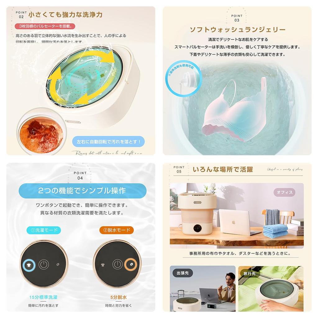 Kennkari Small Washing Machine Folding Washing Machine with Dehydration Function Drainage Function Mini Washing Machine Separate Washing Bucket