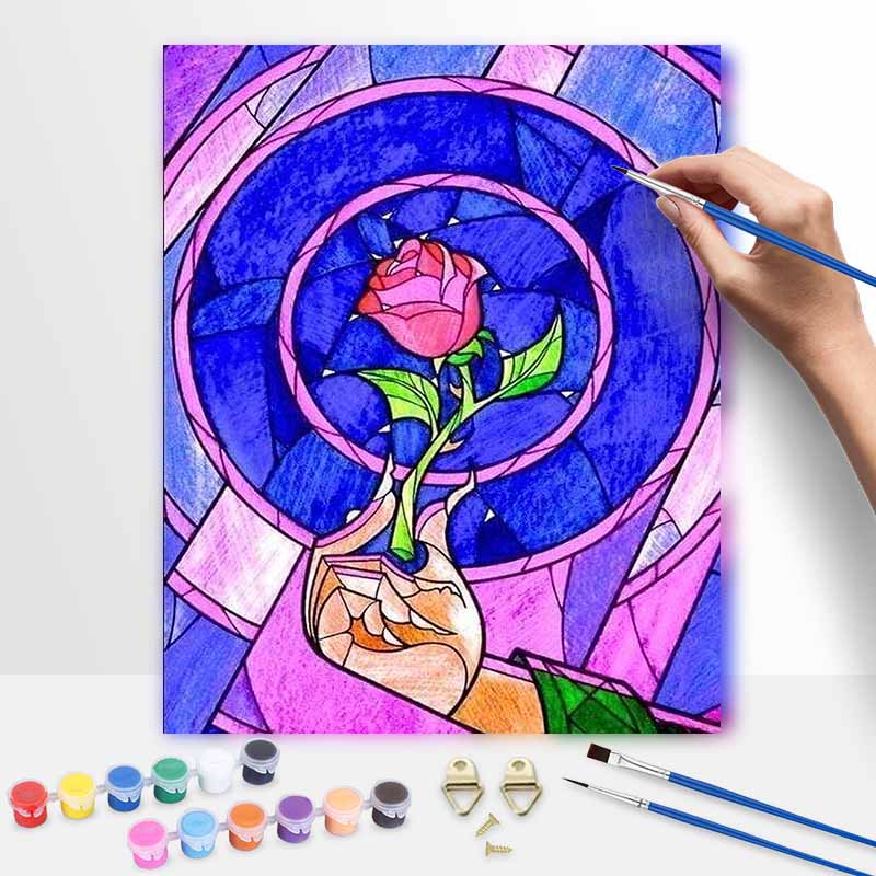 Disney Enchanted Rose Stained Glass Art Painting Set Home Wall Decor Handmade Gift 30x40cm