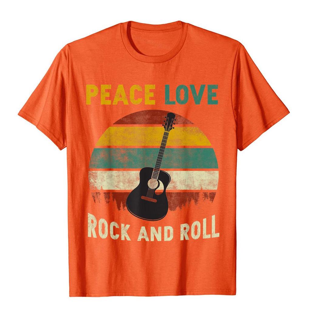 T-shirt Peace Love Rock – Homme Taille L (44-45″ Poitrine) – Vert – Neuf Avec étiquette