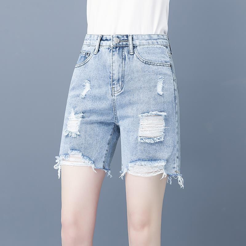 

Модные женские джинсовые шорты с высокой талией и широкими штанинами на лето 32 синий