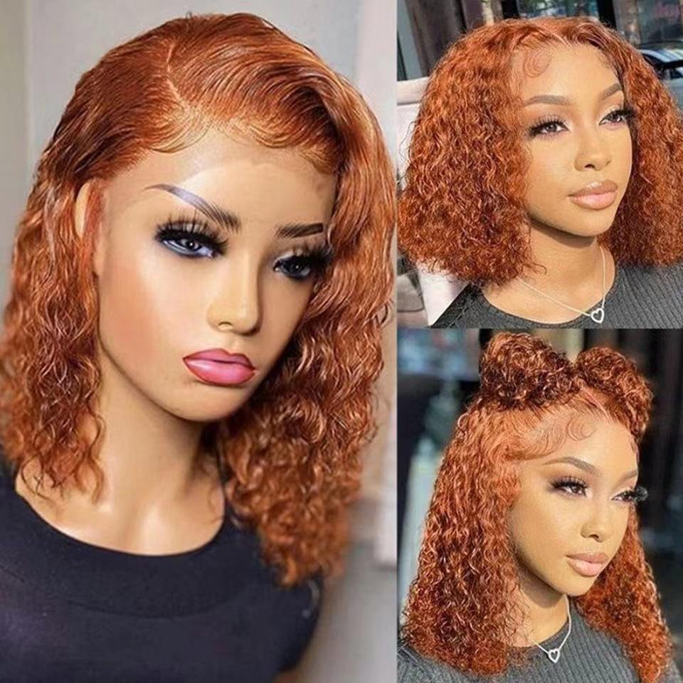 New Style Front Lace Wig European American Women's Small Curly Short Hair Black Entangled African Roll Chemical Fiber Headgear