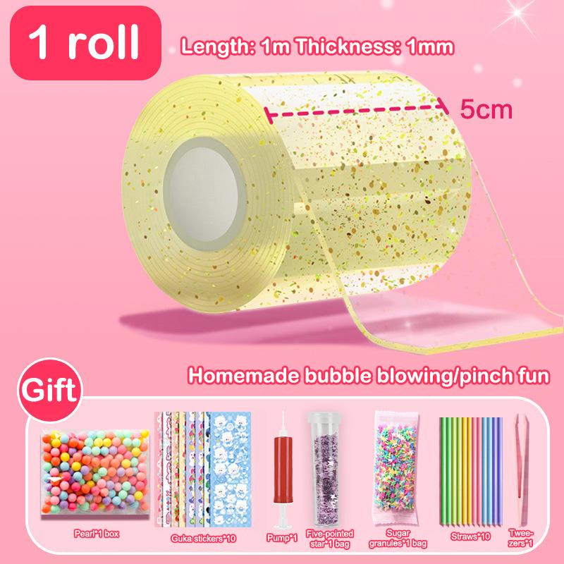 DIY Rękodzieło Robienie Zabawki do Ściskania Dmuchana Taśma do Baniek Niezostawiający Śladów Klej Dwustronny Wielokrotnego Użytku Kolorowa Wysokoprzylepna Nano Taśma